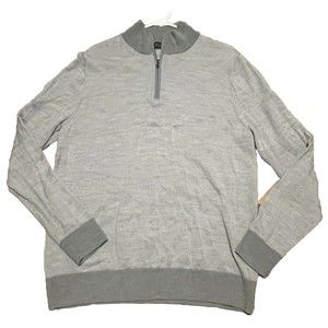 Brooks Brothers Mens L Washable 100% Merino Wool 1/4 Zip Knit‎ Pullover Sweater